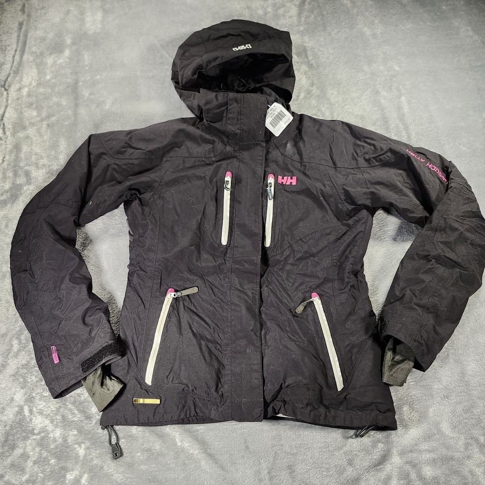 Helly Hansen Ski Jacket Black Hood Womens Medium